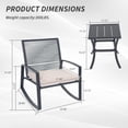 thumbnail image 3 of Outdoor Patio Bistro Metal Rocking Conversation Set with Table, Weatherproof Rope & Steel, Removable Cushion Covers, Anti-Tip Rocking Chairs for Balcony Porch, 3 of 7