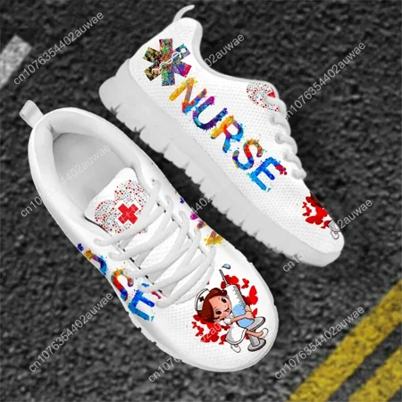 

Cute Hospital Cartoon Nurse Girls Pattern Sneakers scarpe da donna scarpe basse stringate traspiranti Comfort Zapatillas