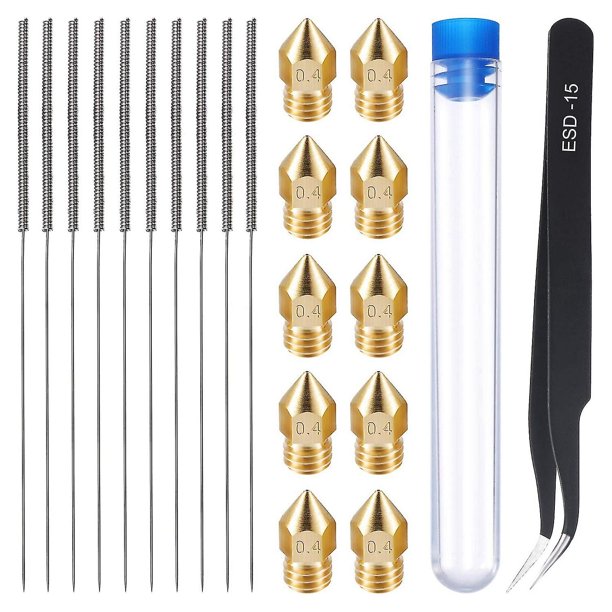 Kit de limpieza YONGSHENG para impresora 3D 21 piezas boquillas MK8 0,4 mm y pinzas