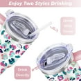 thumbnail image 5 of 40oz Fashion Leopard Pattern Stainless Steel Flip Straw Tumbler Spill Proof Travel Cup Double Wall Vacuum Insulated Coffee Mug with Top Handle, 5 of 6