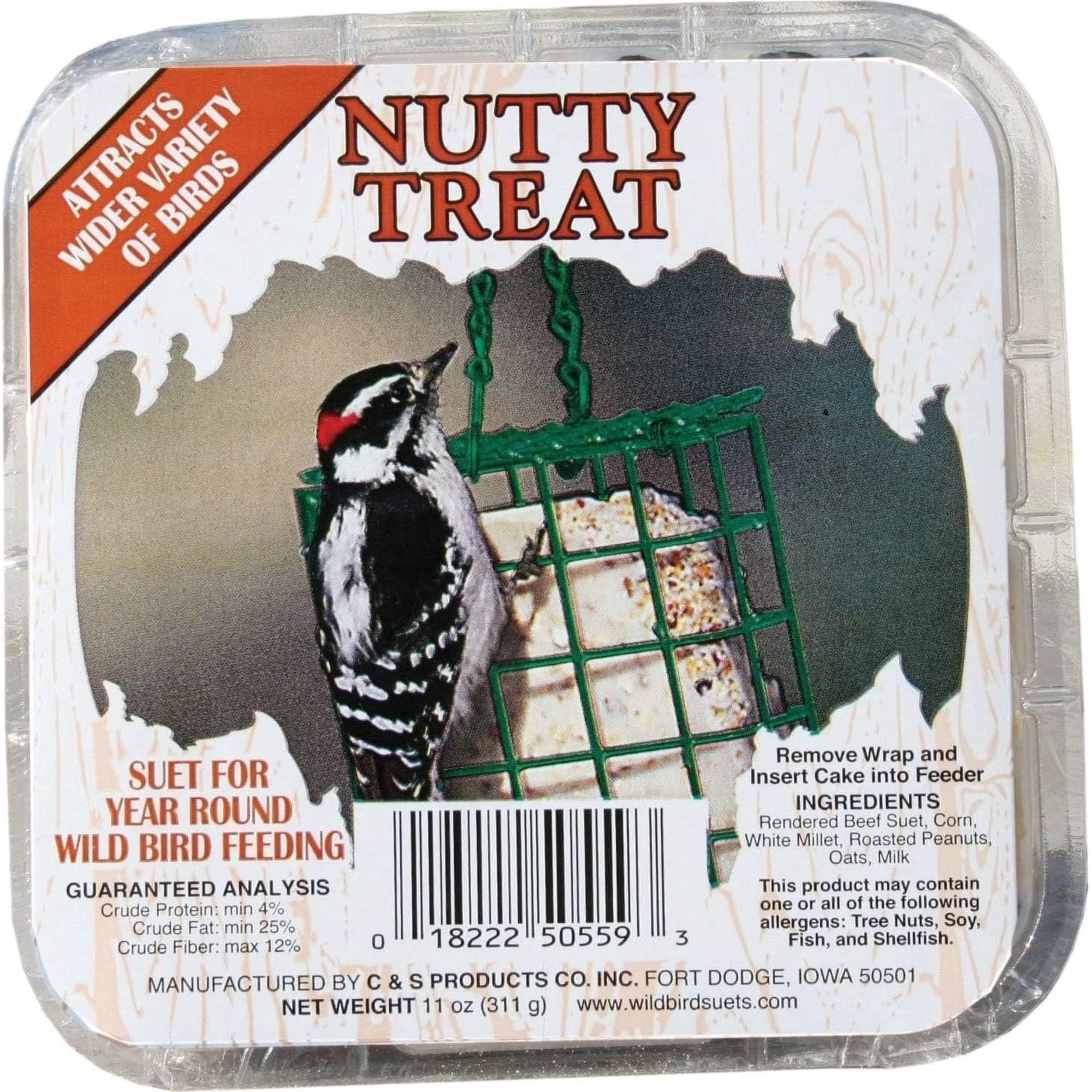 C & S Products Nutty Treat - Beef Flavor Suet Cake - 11-oz Box — Home & Garage Storage, Stackable Design