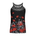 thumbnail image 4 of Women Tops Dressy Casual, Womens Tank Tops Hollow Out Floral Printing Summer Sleeveless Shirts Halter Neck Loose Comfy Blouse Shirts, 4 of 5