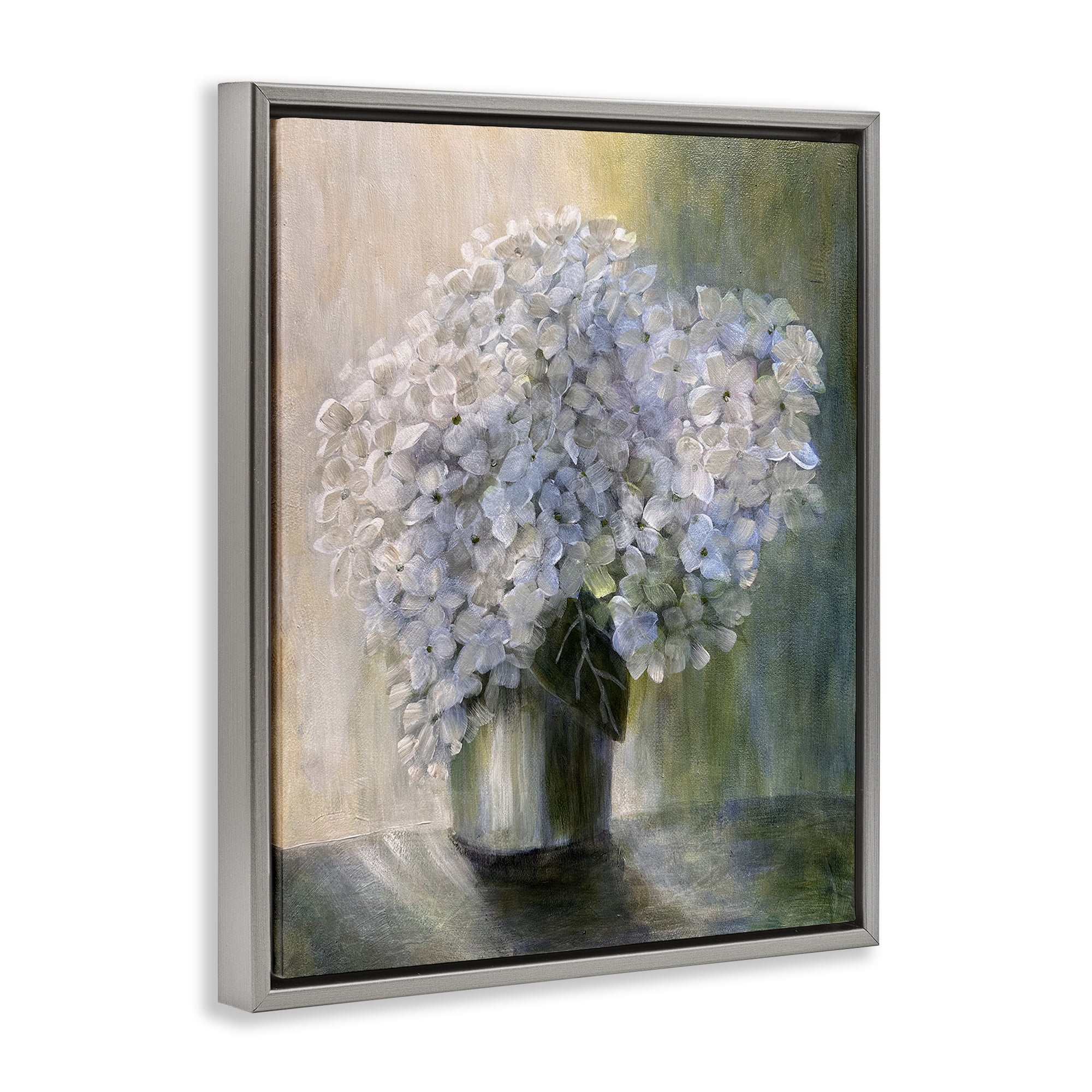 Stupell Industries Hydrangea Still Life Botanical & Floral Painting Gray Floater Framed Art Print Wall Art, 25 x 31