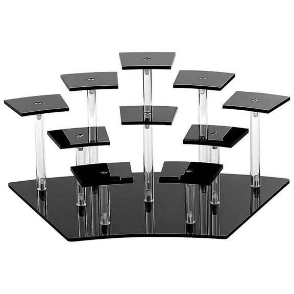 10 Tier Acrylic Display Stand, Acrylic Riser Display Stand Perfume Holder, Riser Display Shelf Multi Black Acrylic