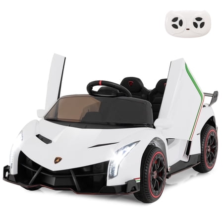 OLAKIDS 2 Seater Kids Ride on Car, 12V 4WD Licensed Lamborghini Veneno Powered Electric Vehicle 4-wheeler with Hydraulic Doors, Rocking Mode, Adjustable Speeds, Remote Control, MP3, Headlight