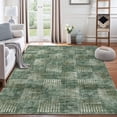 thumbnail image 4 of Garvee 9x12 Area Rug Modern Plaid Checkered Rug, Washable Rugs Soft Neutral Indoor Carpet Solid Rug Non Slip Low Pile Rug for Living Room Bedroom Dining Room Office, Green, 4 of 9