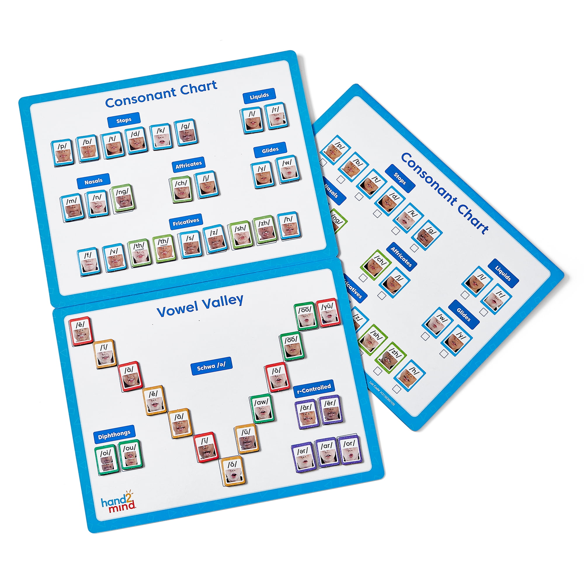 hand2mind Desktop Magnetic Sound Wall Boards (Set of 6), Phonemic Awareness, Phonemic Chart, Learn to Read