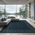 thumbnail image 2 of ODIKA 6'x9' Teal Midnight Ornate Medallion Washable Area Rug Intricate Botanical Scrollwork Border With Classical Rosette Corner Motifs for Family Room, Living Mater Bedroom, Non-Slip, Easy Care, 2 of 7