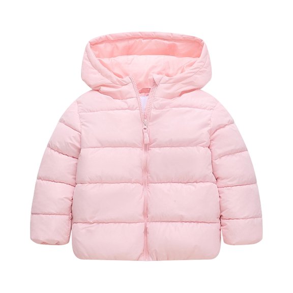 Kids Lightweight Puffer Jackets Toddler Girls Boys Hooded Zip Up Quilted Coat Warm Thick Baby Padded Long Sleeve Winter Outerwear, Size 12M-7Y