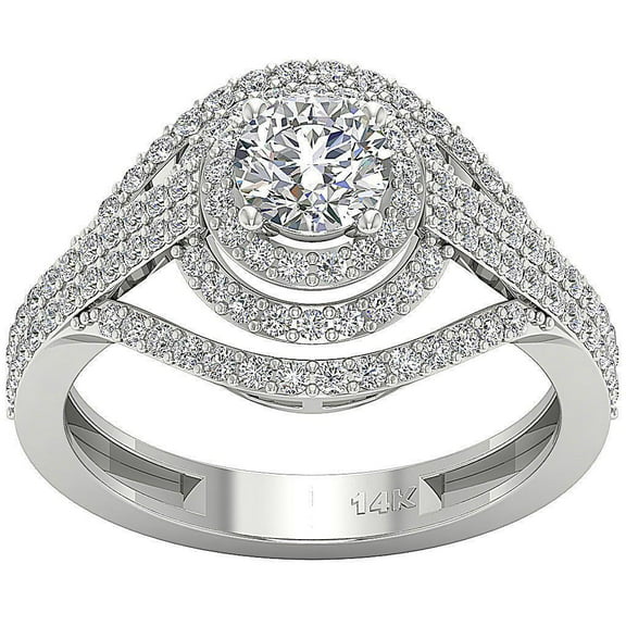 Double Halo Women's Engagement Ring For Gift 1.9 Ct Diamond 14K White Gold Over