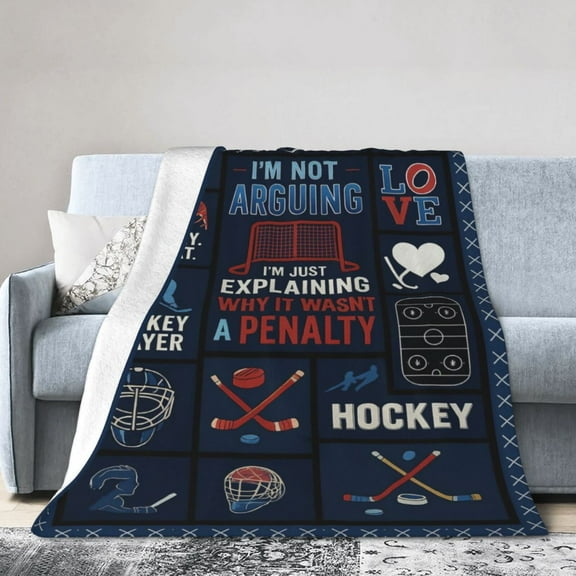Ice Hockey Gifts, Hockey Player Blanket for Boys Girls, Hockey Gifts for Lovers Men Women, Hockey Player Gift Warm Flannel Throw Blanket 60x50