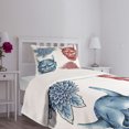 thumbnail image 3 of Ambesonne Kabuki Quilted Bedspread Set 2 Pcs, Colored Japan s, Twin Size, Blue Red White, 3 of 5