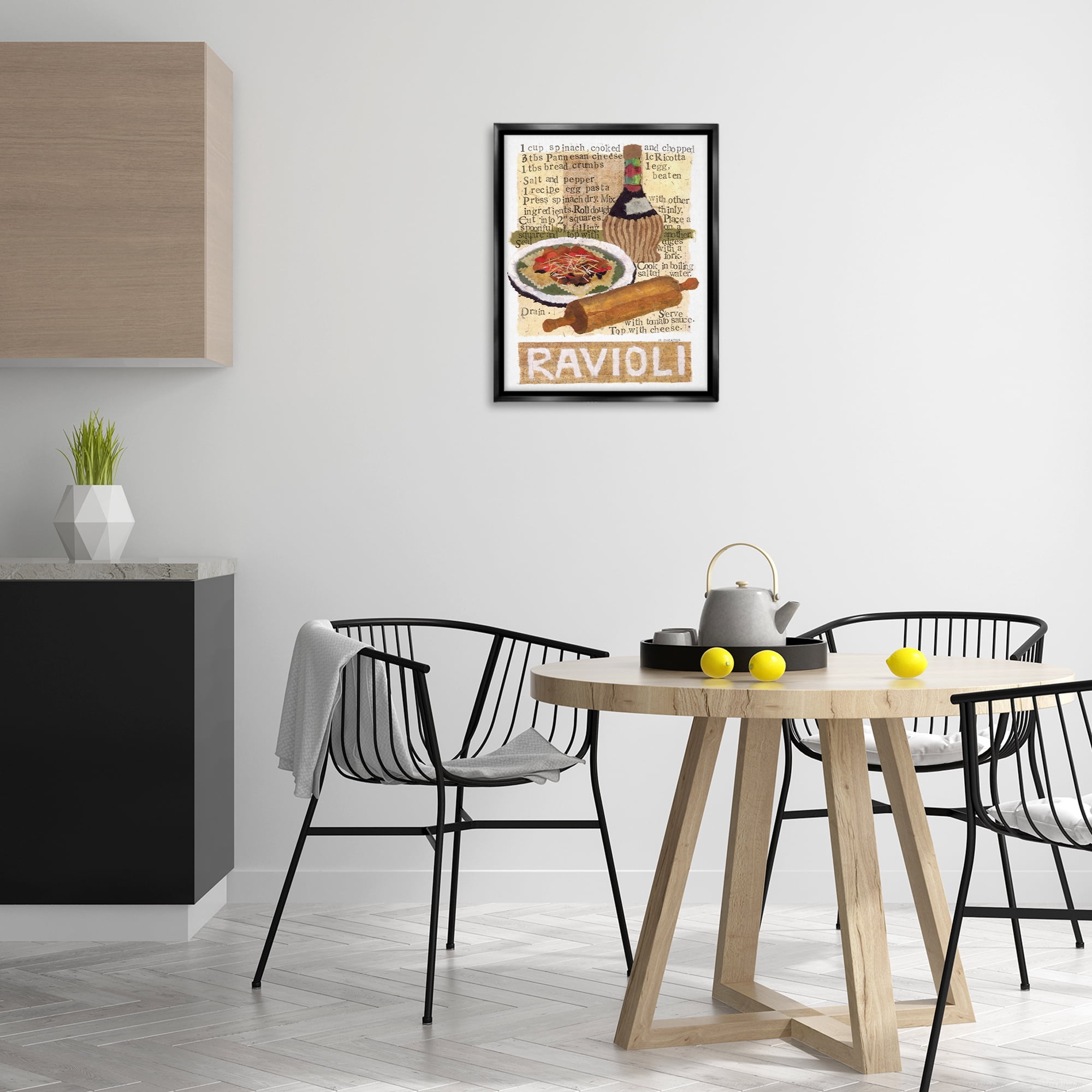Stupell Industries Vintage Ravioli Recipe Food & Beverage Painting Black Floater Framed Art Print Wall Art, 17 x 21