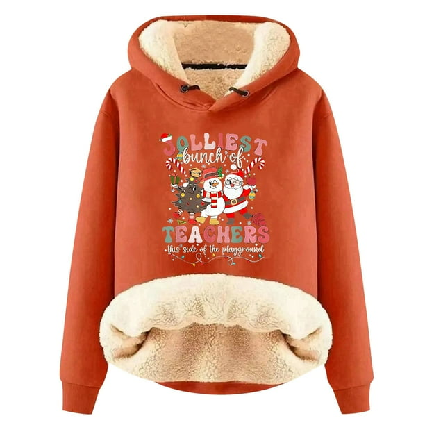 WILLBEST Sudadera con Capucha para Mujer, Otoño/Invierno, con Estampado Navideño de Letras, Gruesa y Cálida Mediana