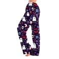 thumbnail image 2 of Halloween Pajamas Pants for Women Ladies Drawstring Pumpkins Ghost Pajama Cute Soft Long Wide Leg Pj Pants Dark Purple 2XL, 2 of 7