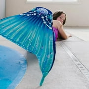 Fin Fun Fantasy Mermaid Tail for Girls and Boys, Monofin for Swimming Included, fits Youth Small to Medium - Teal - New Edition