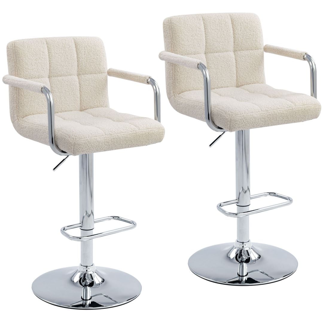 Furniliving Adjustable Height Swivel Bar Stools with Armrest and
