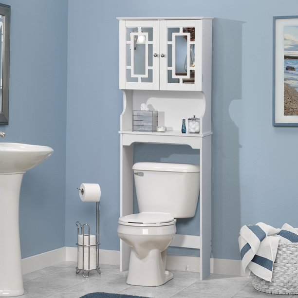 Home Source Larry White Mirror Doored Bathroom Space Saver Walmart