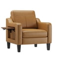 thumbnail image 4 of AFO Faux Leather Accent Chair with Folding Side Table and Storage Pockets, Modern Reading Armchair for Living Room and Office, Set of 1, Brown, 4 of 10