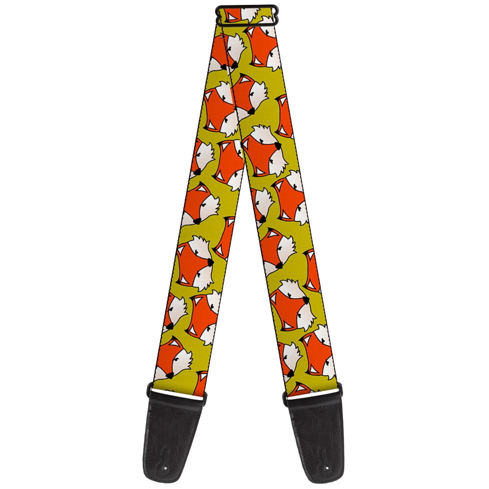 Buckle-Down Guitar Strap, Fox Face Scattered Warm Olive, 2 Inches Wide