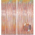 thumbnail image 1 of Melsan 2 Pack Rideaux à Franges en Guirlande 3,2 Pi x 8,2 Pi, Or Rose, Rideaux à Franges Scintillants pour Décoration de Fond Photo de Fête, 1 of 7