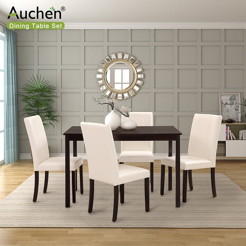 Dining Table Set, AUCHEN 5-Piece Kitchen Dining Set for 4 ...