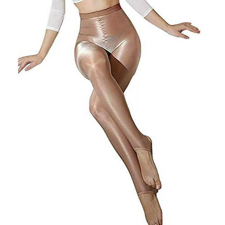 Plus Size Women's 60D Oil Shiny Glossy Pantyhose Shaping Stockings Sexy  Flash Socks Ultra Stretch Tight Sheer Leggings