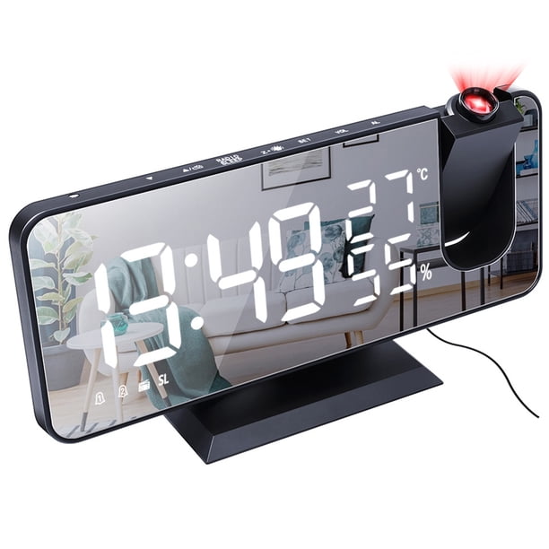 Reloj despertador digital LED alarma de radio proyector digital de alta definición con botón de repetición para dormitorio ANGGREK Otros