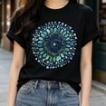 thumbnail image 2 of 【New Arrival】Watercolor Blue Green Mandala Dot Circle Graphic T-Shirt, Unisex Cotton Crew Neck Boho Abstract Art Casual Tee, Minimalist Meditation Gift, 2 of 5