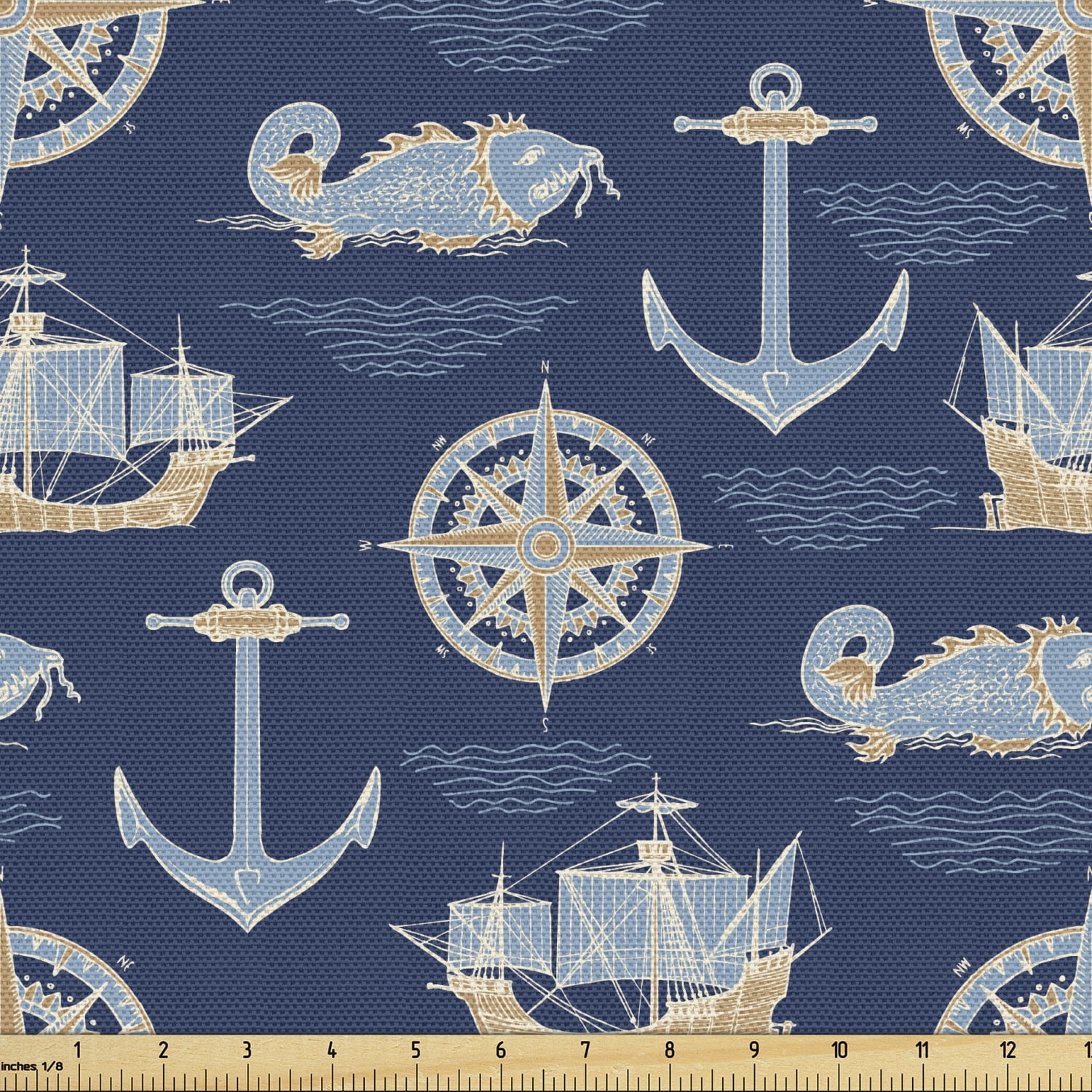 Anchors Anchor Nautical Sailing Boat Boating Sea Spoonflower Fabric by the Yard 