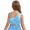 thumbnail image 4 of vastwit Kids Girls One Shoulder Sparkly Sequins Crop Top Jazz Hip Hop Cheer Ballet Dance Tank Top Blue 6, 4 of 5