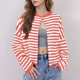 thumbnail image 2 of Yokua Cardigan Sweaters for Women Lightweight Knit Button Front Striped Cardigan Sweaters Trendy Oversized Sweater Coat, 2 of 7