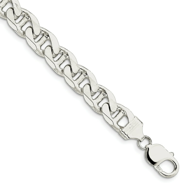 925 Sterling Silver 10.5mm Flat Cuban Link Anchor Bracelet Chain 9 Inch Fine Jewelry For Women Gifts For Her