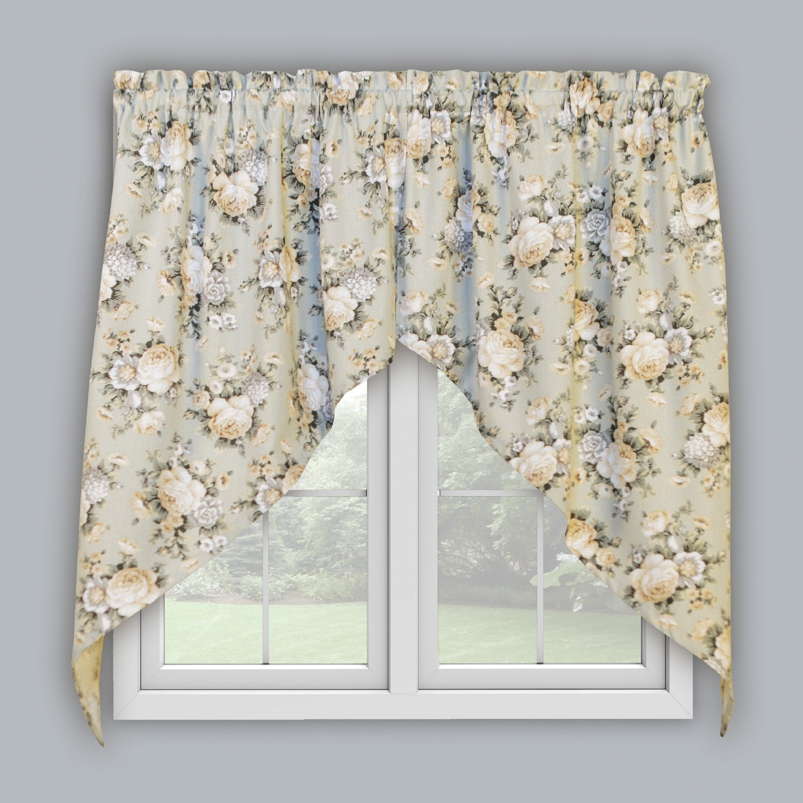 White Ruffled Swag Valance Curtain  82" Wide x 36 Long 