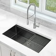 thumbnail image 6 of Ancona 32" Single Bowl Undermount Kitchen Sink with Grid and Roll-Up Mat in Black PVD Nano, 6 of 6