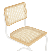 Breuer Chair Company Marcel Breuer B32 Cesca Cane Cantilever Side Chair w/ White Steel Frame Natural Wood & Natural Cane (Made in Italy) by Furnish Theory