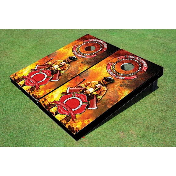 Fire Fighter Maltese Cross Themed Cornhole Board Set