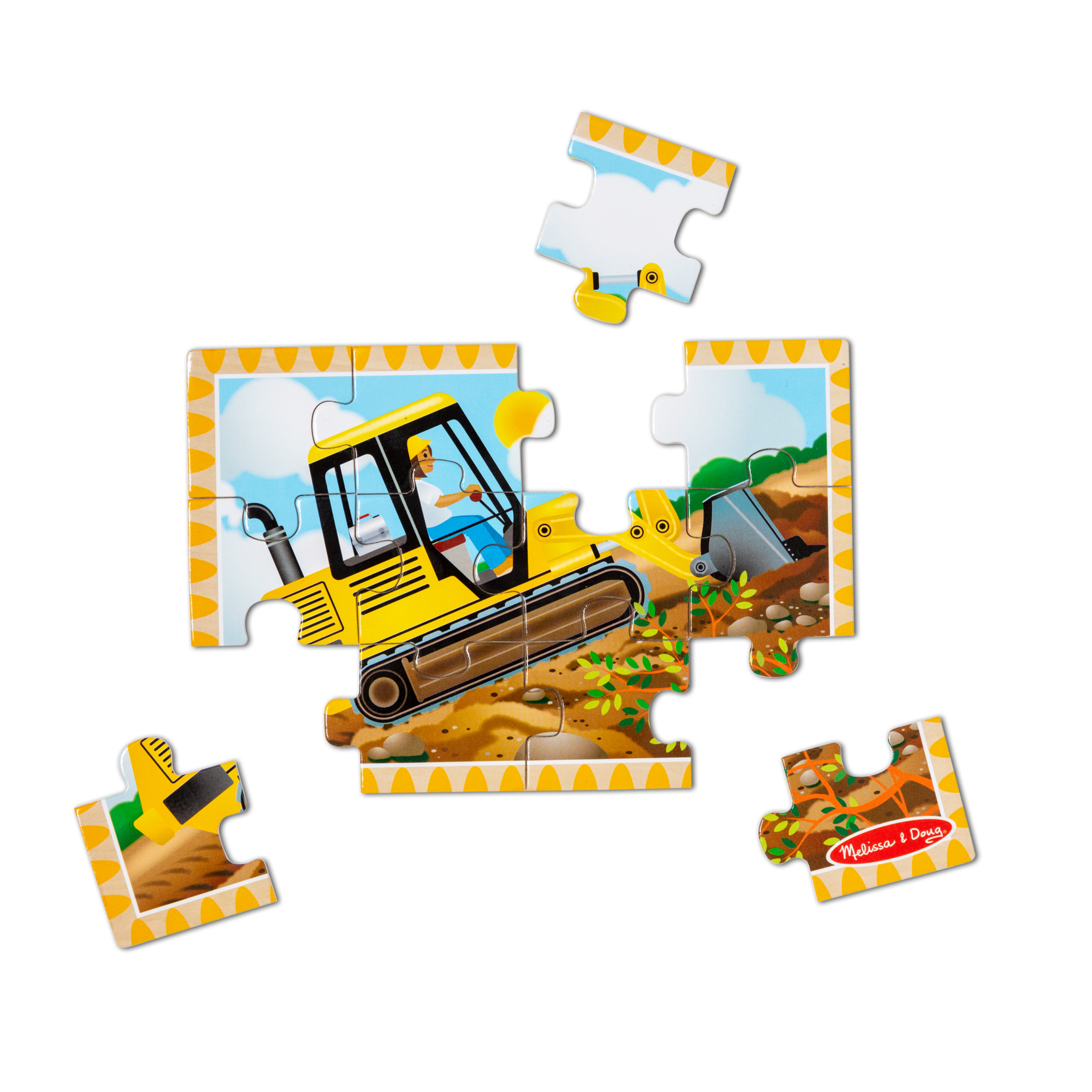 Melissa & Doug Construction Vehicles 4-in-1 Wooden Jigsaw Puzzles in a Box (48 pcs) - FSC Certified - image 5 of 10