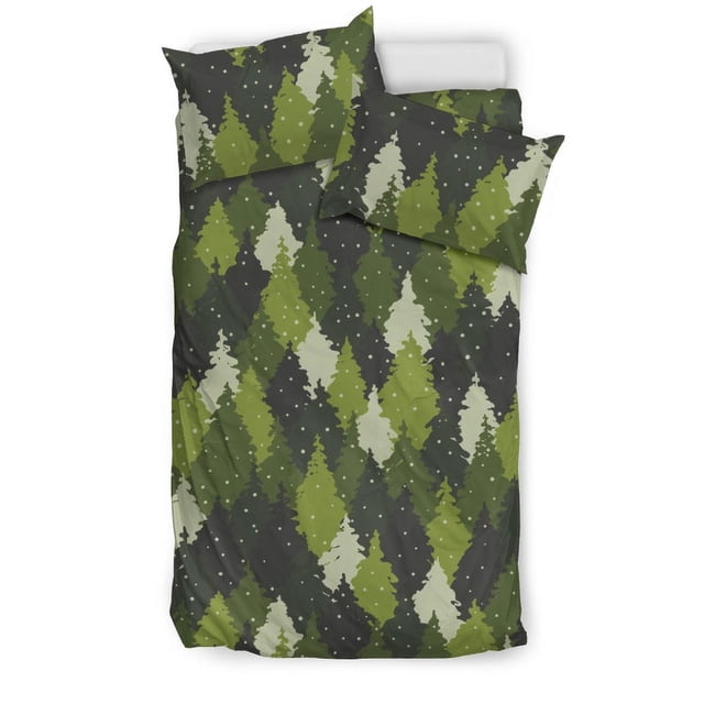Juego de cama con estampado de camuflaje de árbol de Navidad