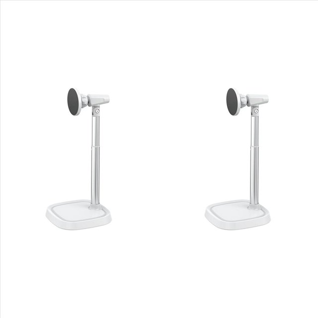 2X Soporte de Aleación de Aluminio para Escritorio, Transmisión en , Conferencia, Teléfono Móvil, Soporte de Succión Magnético, Plateado