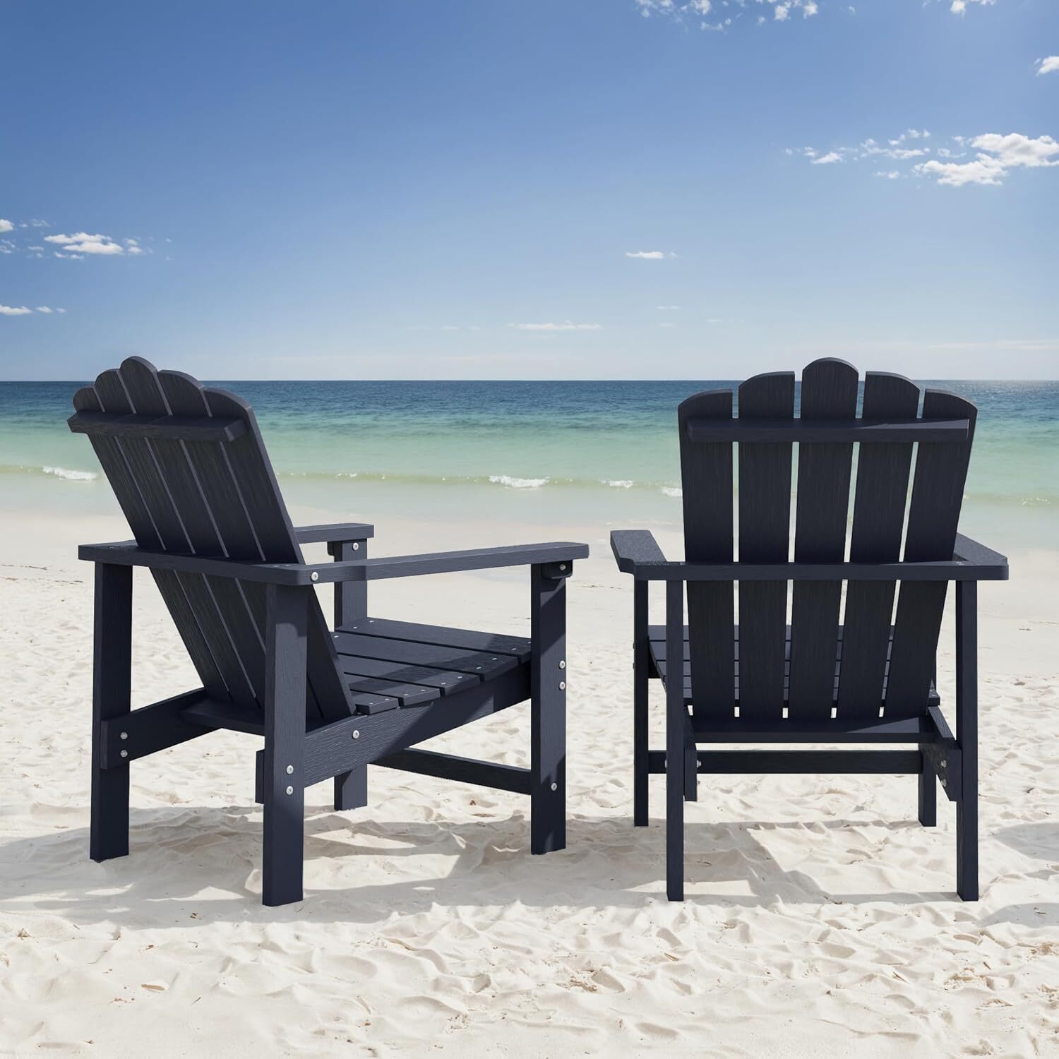 GONICHA Stackable HDPE Adirondack Chairs Set of 2 – Durable, Weather-Resistant Outdoor Patio Seating, Low Maintenance Poly Lumber Chairs for Porch, Deck, Garden, Fire Pit (Blue)