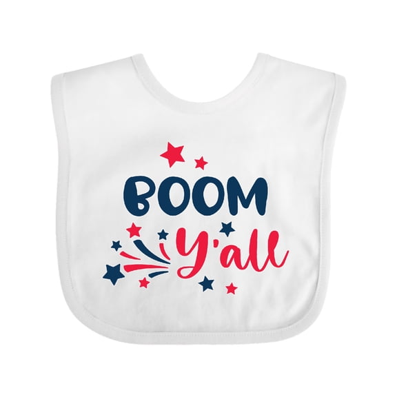 Inktastic 4th of July Boom Y'all with Red White and Blue Stars Boys or Girls Baby Bib