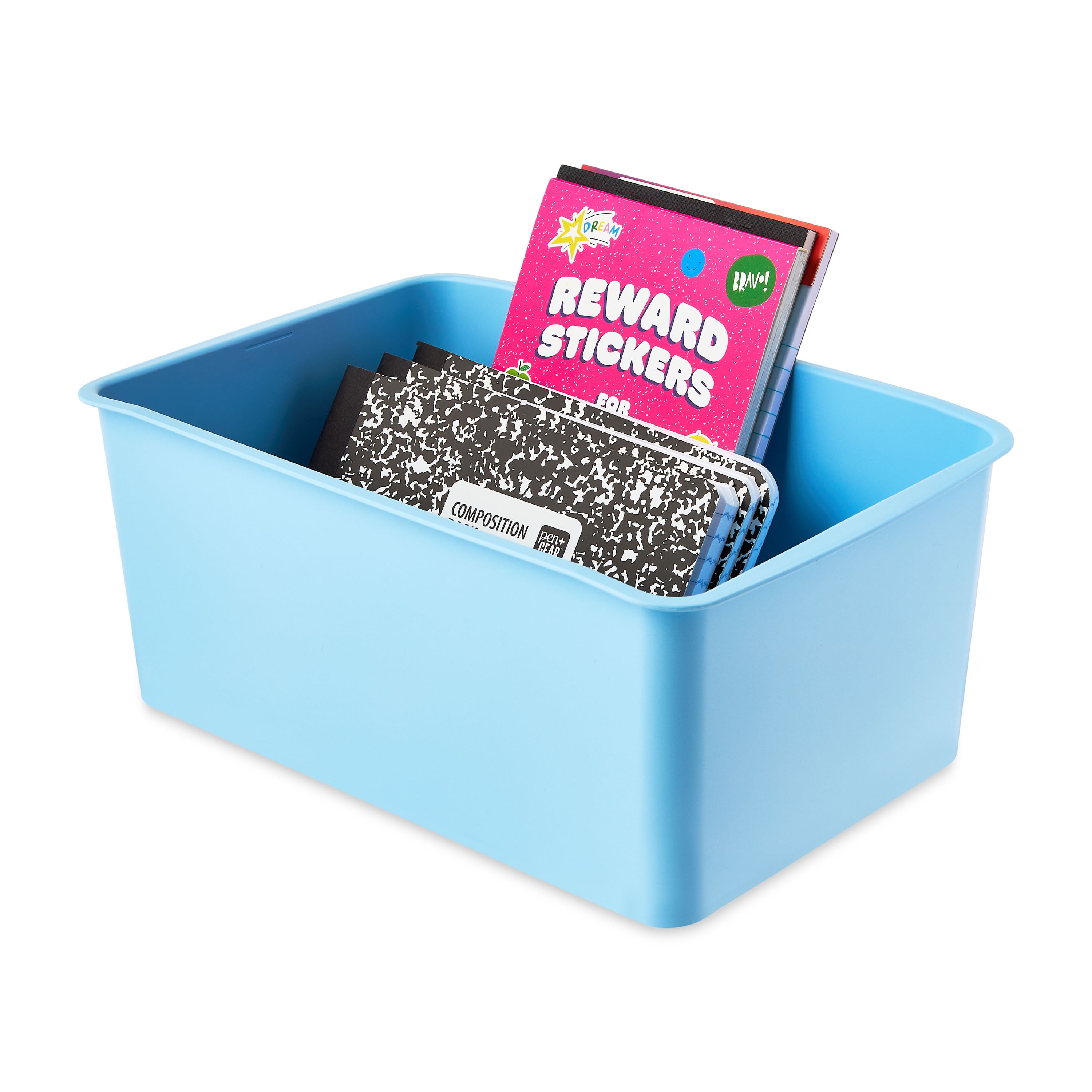 Pen+Gear Small Plastic Desktop Organizer Cubby Bin, Sky Blue, 8-Pack
