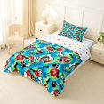 thumbnail image 2 of Homewish Dog Paw Prints Twin Comforter Sets,Retro Hippie Pet Bedding Set,Green Blue,Polkadot Reversible,2-Piece,1 Comforter and 1 Pillowcase, 2 of 7