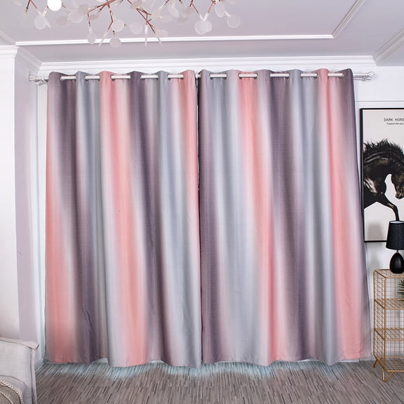 M Buder Stripe Gradient Window Curtain Panel Living Room Bedroom Hotel Divider Shade Curtain, Pink, 39.4 x 98.4 inches / 100 x 250 cm