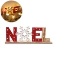 thumbnail image 2 of Adorno de mesa con letras de Papá Noel, muñeco de nieve, copos de nieve, decoración de madera para fiestas navideñas, 2 of 9