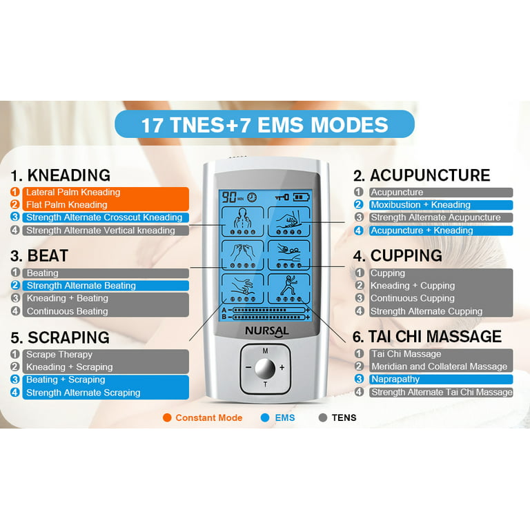 NURSAL TENS Unit Muscle Stimulator Machine Electric Stim Massager Pain  Relief Therapy Back Neck 