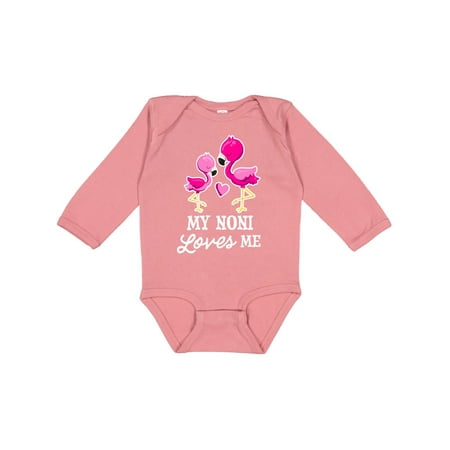 

Inktastic My Noni Loves me with Two Flamingos Gift Baby Boy or Baby Girl Long Sleeve Bodysuit