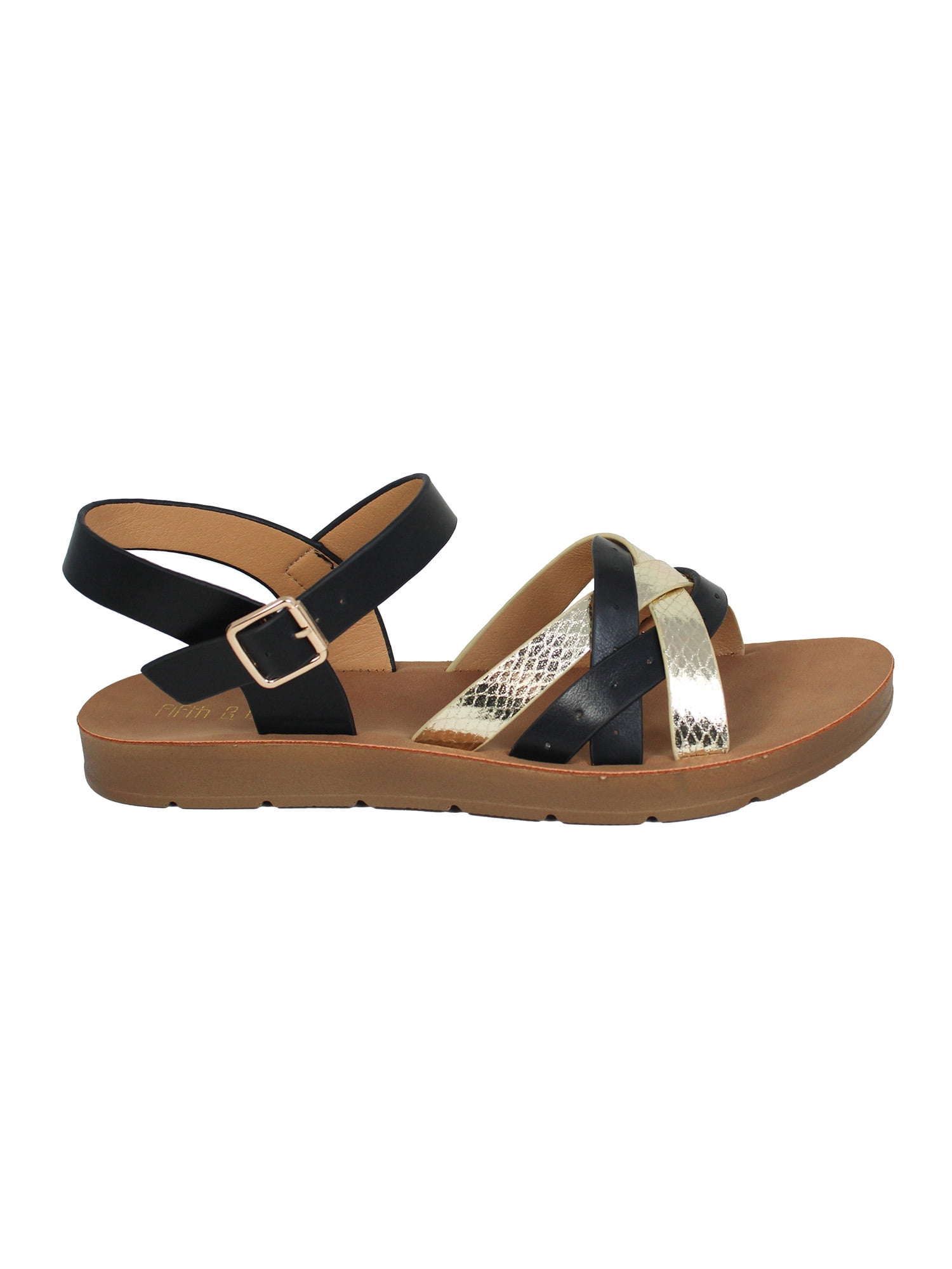 Fifth & Luxe Women’s Metallic Strappy Comfort Sandals, Sizes 6-11