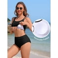 thumbnail image 3 of Sociala Women's Sporty Two Piece Swimsuit Ribbed Tummy Control Bathing Suit with Pockets High Waisted Bikini Sets, 3 of 8